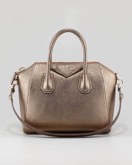 gold metallic mini givenchy|Mini Antigona bag in leather with metal handles .